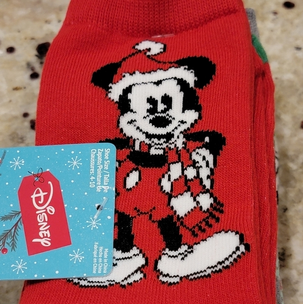 Disney Mickey Mouse Print Socks 3 Pair NWT - Picture 2 of 4